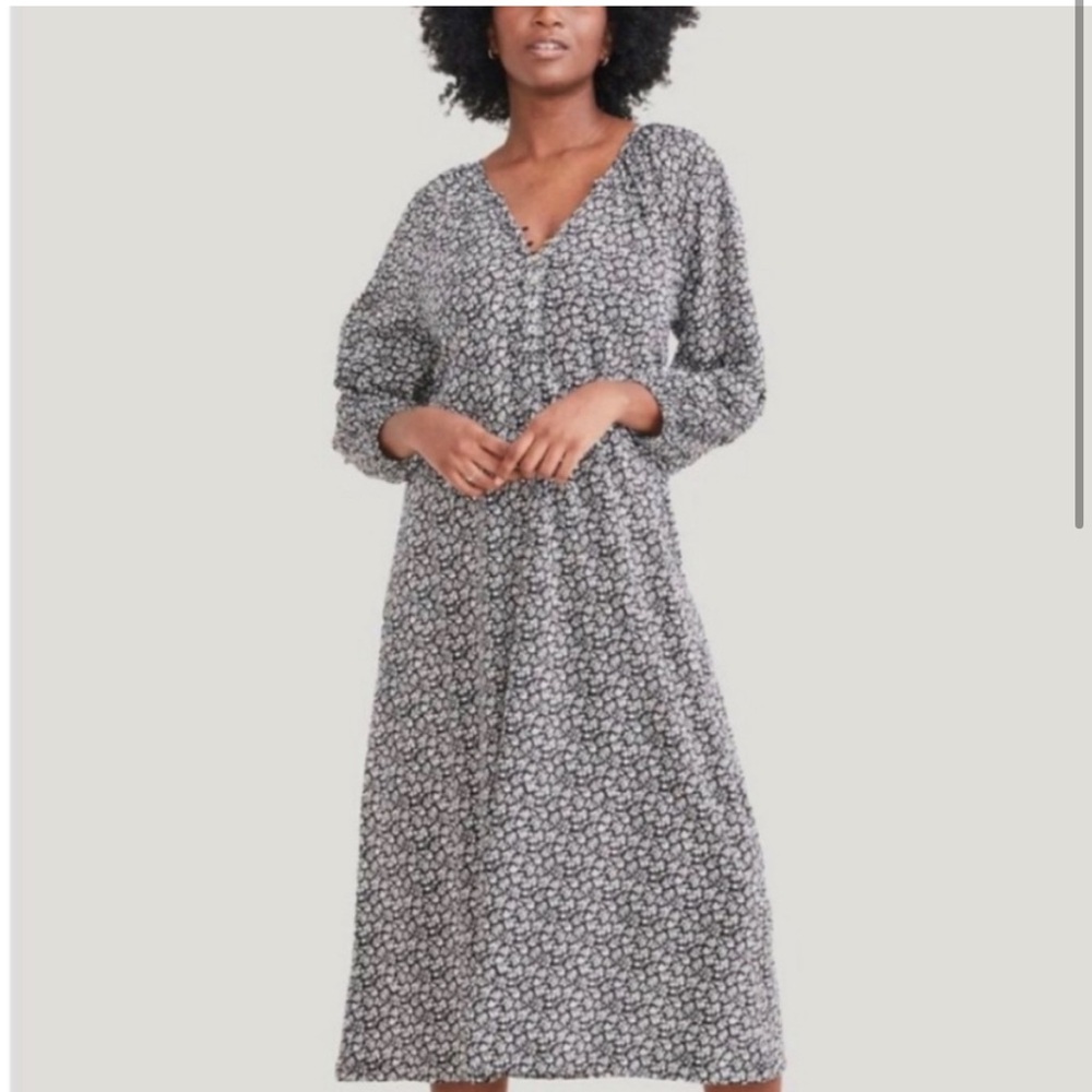 Hatch The Organic Cotton Nursing Night Dress Black Floral size 3 large